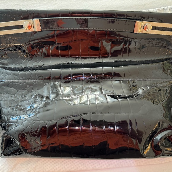 Due Fratelli Alligator leather clutch. Patent Leather evening Bag. - Picture 8 of 9